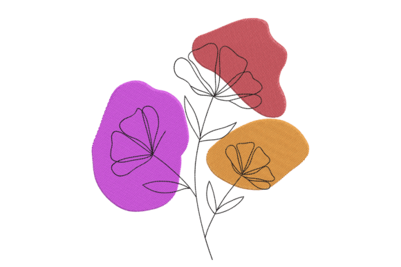 Colorful Minimal Flower Embroidery
