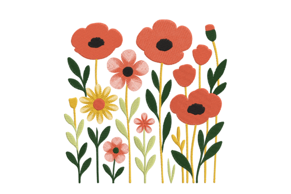 Colorful Spring Floral Embroidery Art
