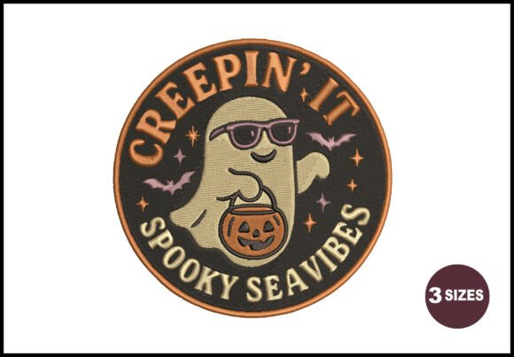 Cool Ghost Halloween Embroidery