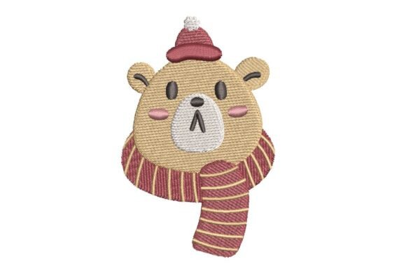 Cute Christmas Bear with Winter Hat and Scarf