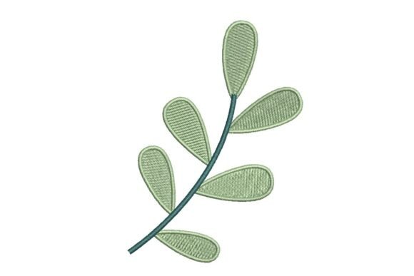 Delicate Green Leaf Branch Embroidery Design