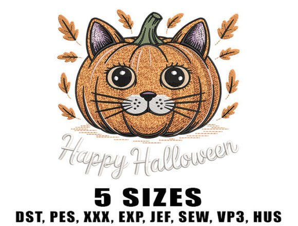 Fall Cat Embroidery Designs