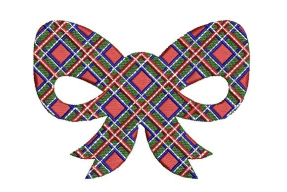 Festive Plaid Bow Embroidery Design