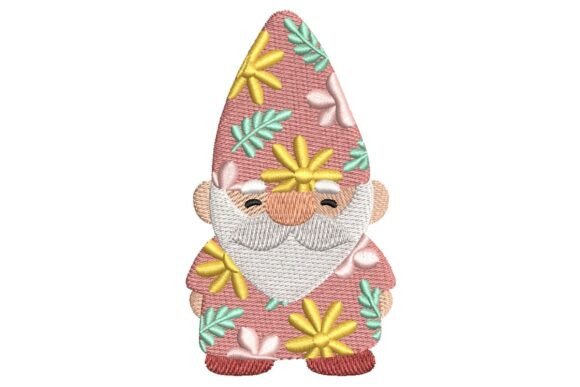 Floral Tropical Gnome Embroidery Design