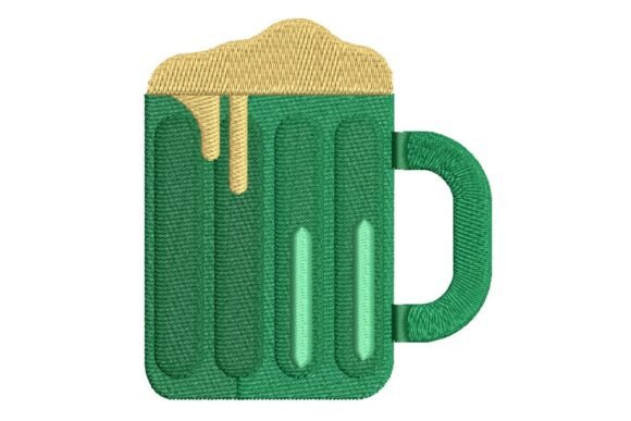 Foaming Green Beer Mug Embroidery Design