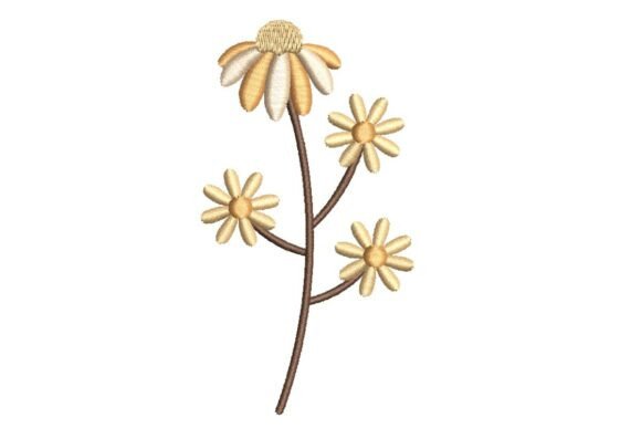Golden Daisies on a Stem Embroidery Design