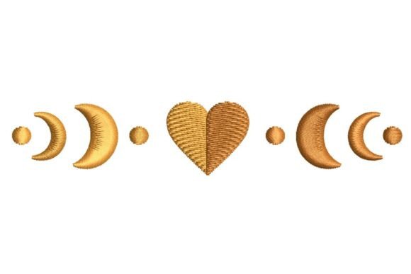 Golden Heart & Moon Phases Border