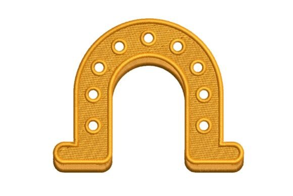 Golden Lucky Horseshoe Embroidery Design