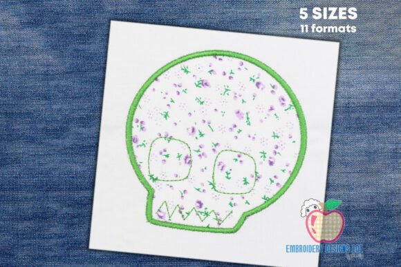 Green Skull Symbol Applique Embroidery