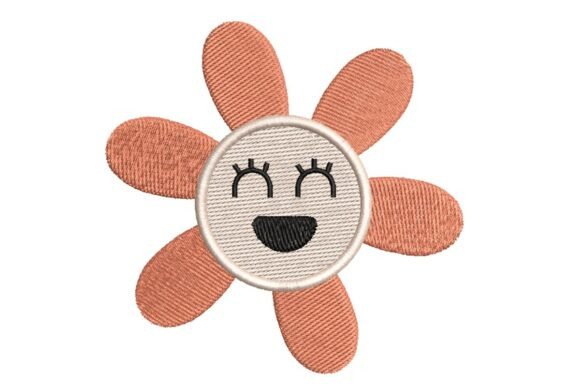 Happy Sleeping Flower Face Embroidery Design