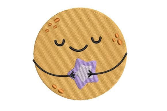 Happy Sleeping Moon Embroidery Design
