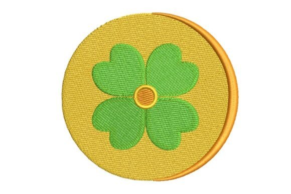 Lucky Four-Leaf Clover in Circle Embroidery Design