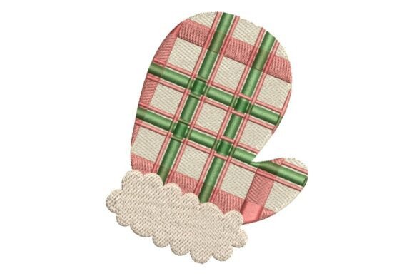 Plaid Christmas Mitten Embroidery Design