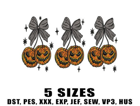Pumpkin Bow Embroidery Design