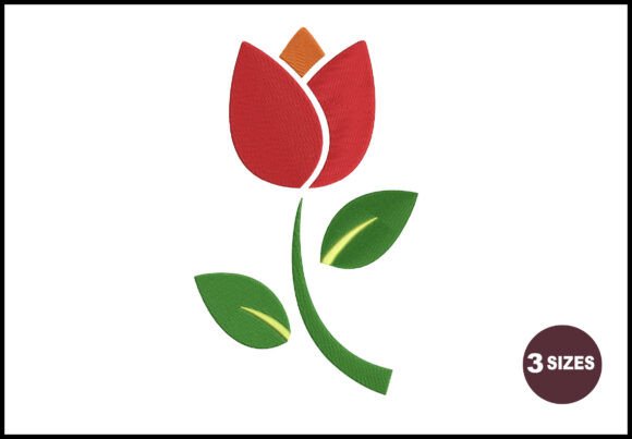 Simple Tulip Flower Embroidery