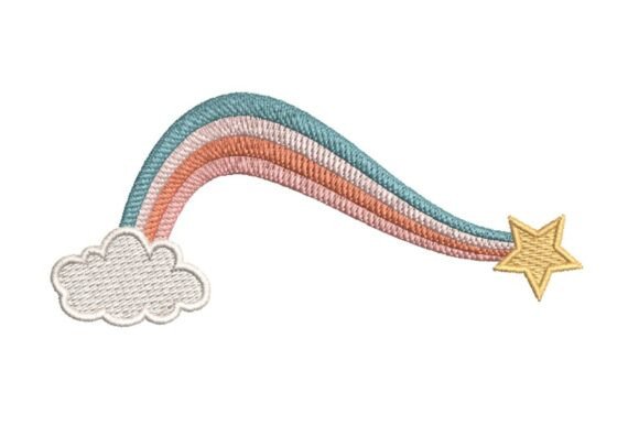 Sparkling Pastel Rainbow with Star Embroidery Design