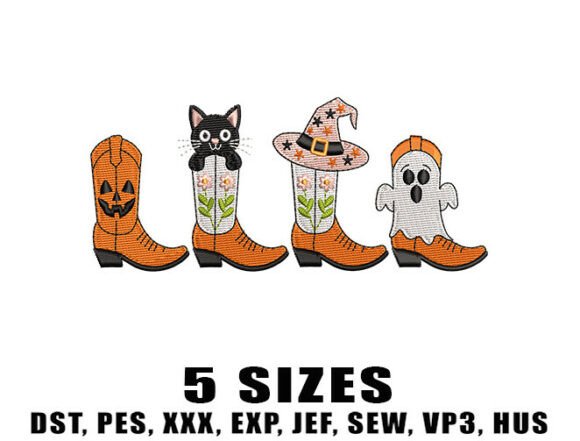 Spooky Boots Halloween Embroidery Design