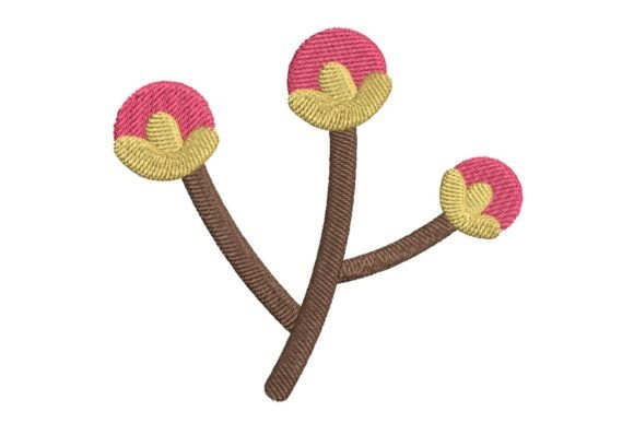 Stylized Berries or Tiny Flowers on a Branch