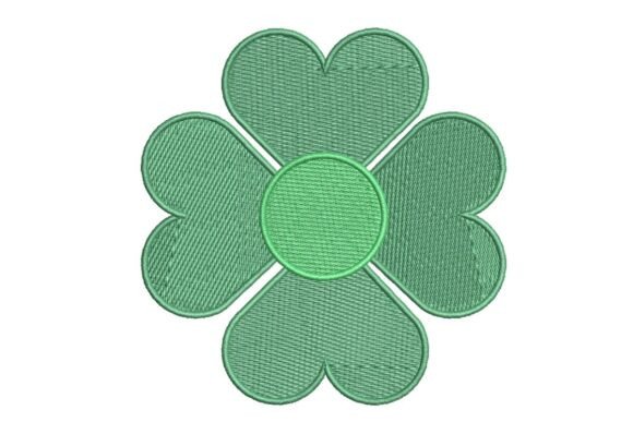 Stylized Four-Leaf Clover Embroidery Design