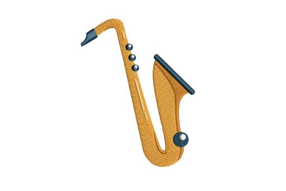 Stylized Jazz Saxophone Embroidery Design
