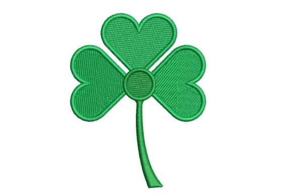 Stylized Three-Leaf Shamrock Embroidery Design