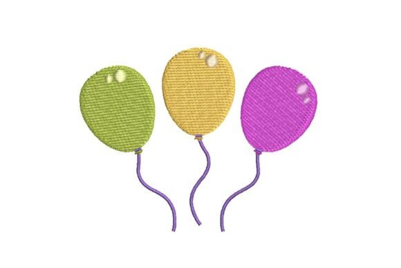 Trio of Festive Balloons Embroidery Design