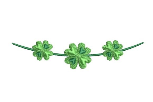 Trio of Lucky Shamrocks on a Vine Embroidery Design
