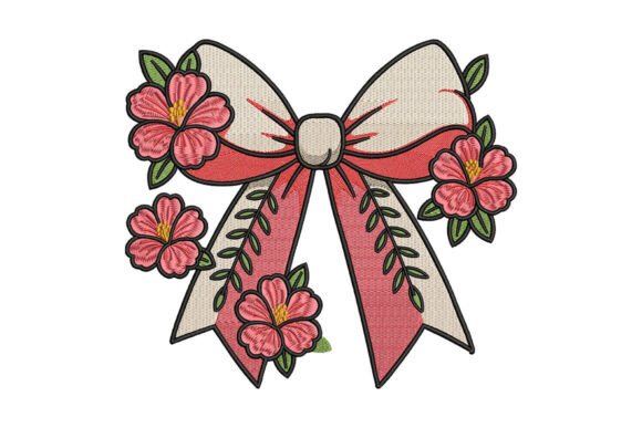 Vintage Bow and Flowers Embroidery