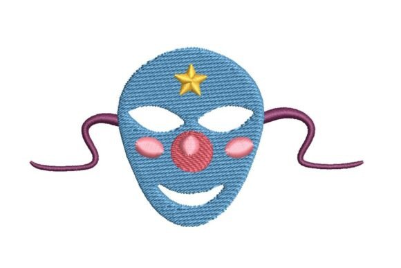 Whimsical Mardi Gras Clown Mask Embroidery Design